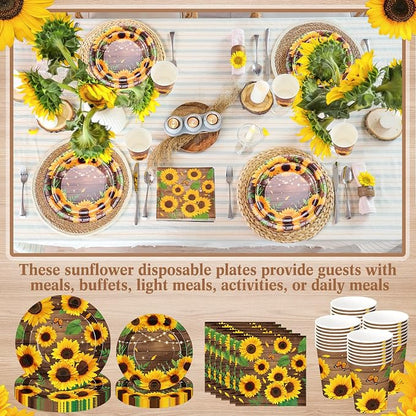 250 Pcs Sunflower Party Decorations Include Spring Summer Floral Paper Plates - Image 5