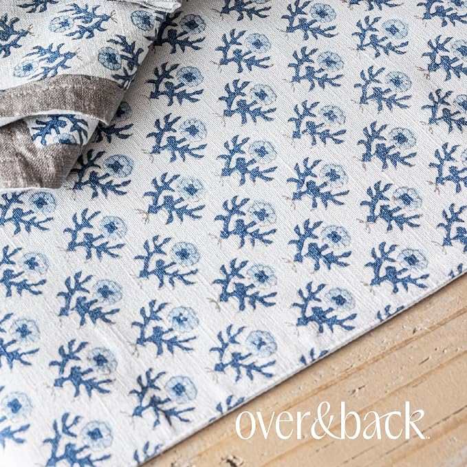 Over&Back 18x90 Hand-Blocked Printed Cotton Table Runner - Image 6