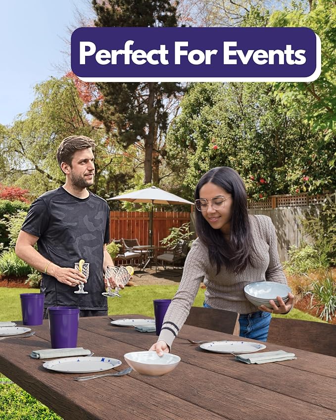 PartyPrints 10 Pack 16 oz Purple Reusable Blank Plastic Cups, Stadium Cups Bulk - Image 6