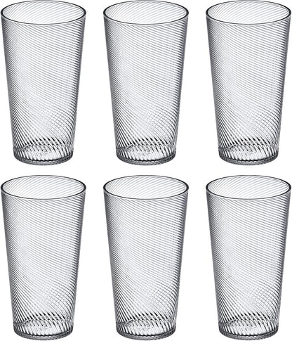 Amazing Abby - Breeze - 30-Ounce Plastic Tumblers (Set of 6), Iced-Tea Drinking Glasses, All-Clear Reusable Cups, Stackable, BPA-Free, Shatter-Proof, Dishwasher-Safe