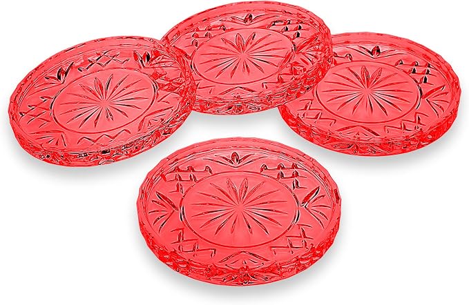 Godinger Coasters for Drinks, Coasters for Coffee Table, Crystal Glass Bar by Godinger