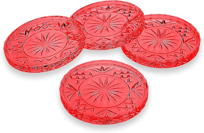 Godinger Coasters for Drinks, Coasters for Coffee Table, Crystal Glass Bar by Godinger