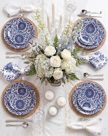 Blue Plastic Plates, Floral Disposable Plates, anniversaries, or holidays. - Image 8