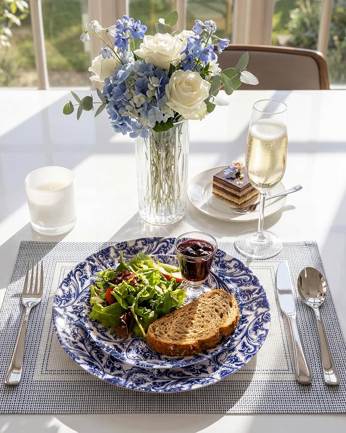 Blue Plastic Plates, Floral Disposable Plates, anniversaries, or holidays. - Image 5