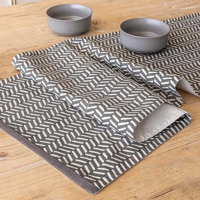 over&back 18x108 Hand-Blocked Printed Cotton Table Runner - Image 7