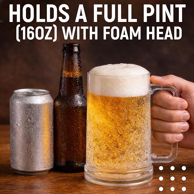 Granatan Frozen Beer Mugs, 16oz Double Wall Gel Freezer Cups - Image 2