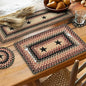 Homespice Primitive Star Gloucester Jute Braided Dinner Table Runner, Warm Primitive Decor, Set of 2, Black and Red Rectangle 8x28 - Rich Colors, Easy to Clean, Durable and Protects Furniture
