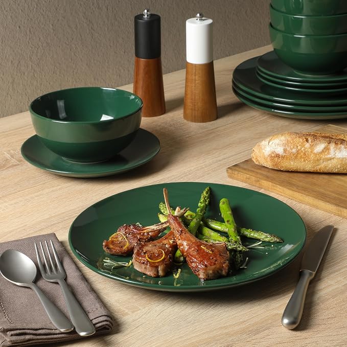 Gibson Home Simple Essential 12 Piece Plates and Bowls Porcelain Solid Color - Image 2