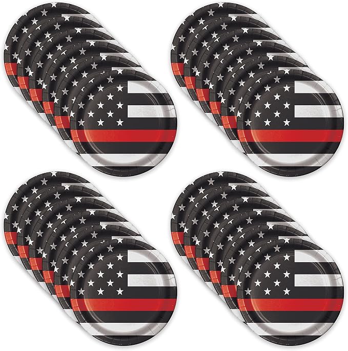 Havercamp Thin Red Line Plates-24 Pack-7 Inch-Firefighter EMT | Set of 24 - Image 5