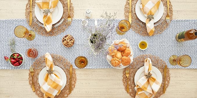 DII Woven Basics Collection 100% Cotton Knit Table Runner, Stonewash Blue - Image 5