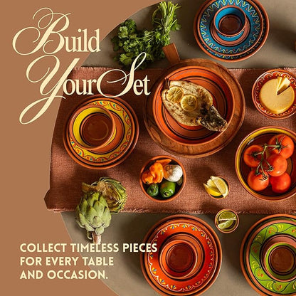 Cactus Canyon Ceramics Spanish Terracotta 5-Piece Small Tapa Plate Set, Multicolor