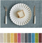 Softalker Faux Linen Placemats Set of 8-12 x 18 Inch, Heat Resistant Double Layered Durable Burlap Farmhouse Place Mats, Non-Slip Washable Rustic Table Mats for Dining, Kitchen, Party（Light Blue