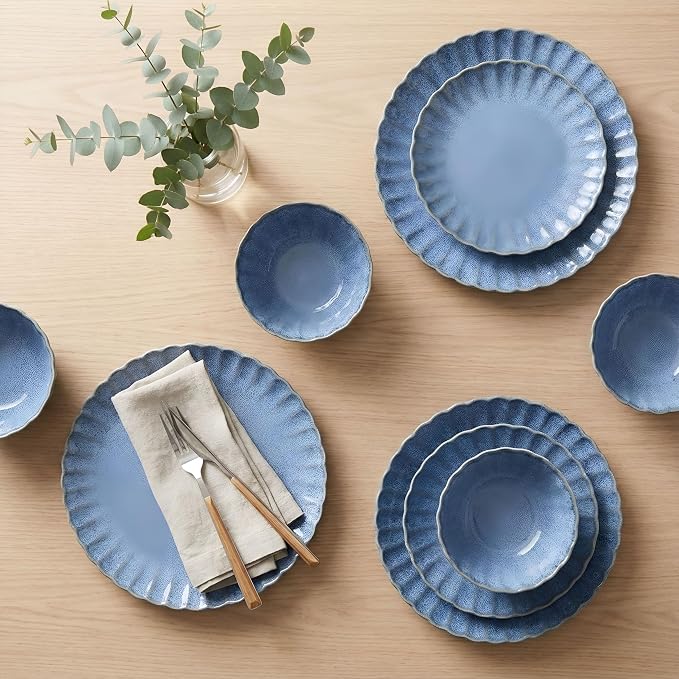 12 Pieces Stoneware Dinnerware Set, Microwave and Dishwasher Safe, - Image 9
