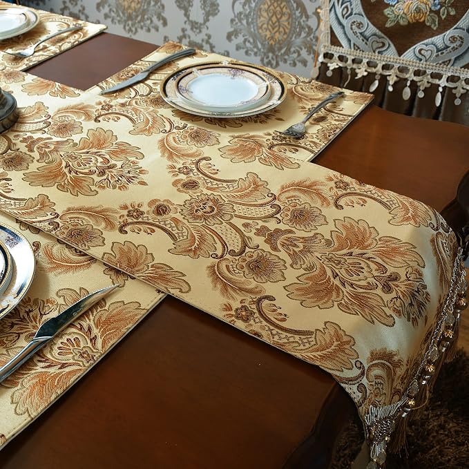 Luxury Velvet Gold Table Runner 95 Inches Long - Image 8