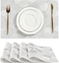 Leetaltree White Placemats Set of 4 - Heat Resistant Non-Slip Place mats for Dining Table, Washable Durable PVC Vinyl Woven Table Mats（White Circle, 4）