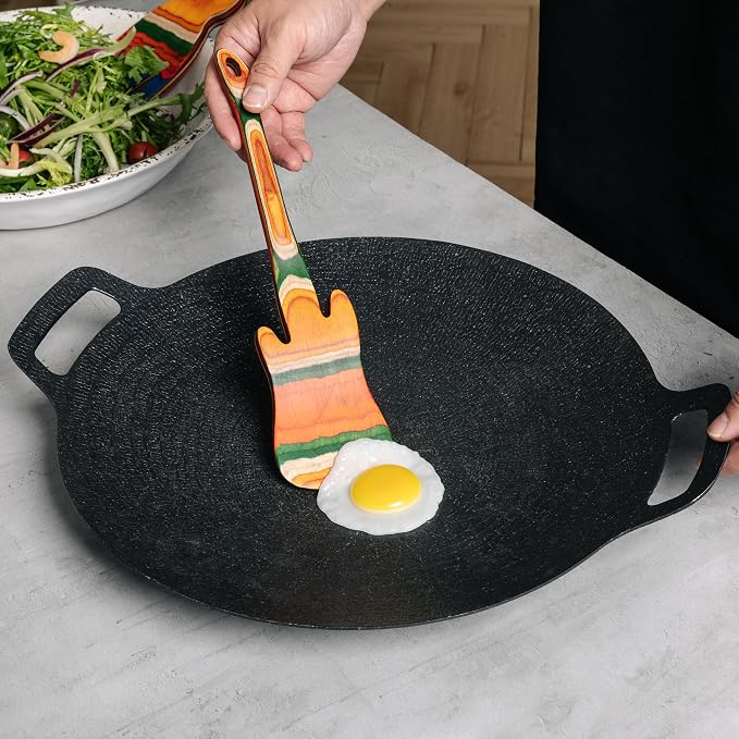Pakkawood 12 inch Guitar Cooking Spoons and Spatula Set, Long Handle Flat - Image 5