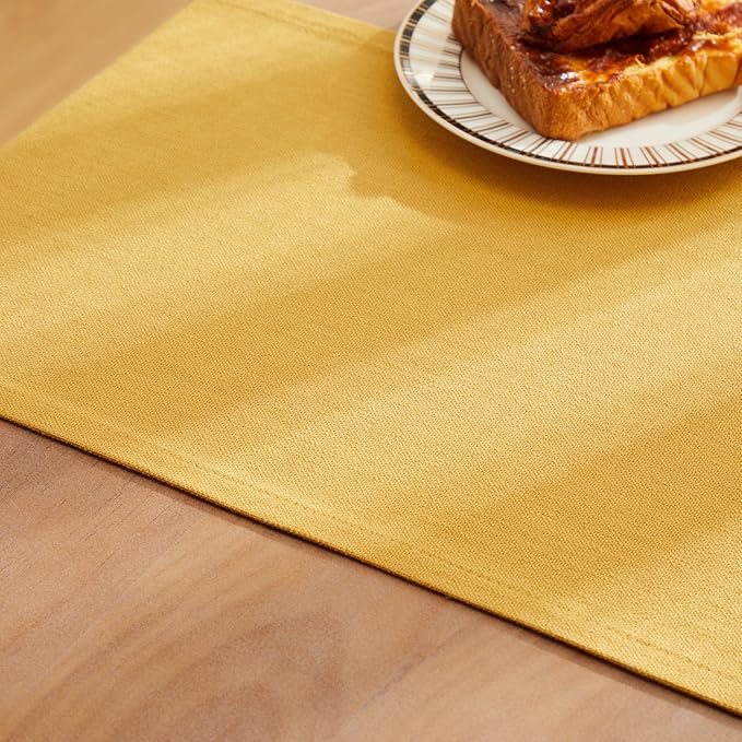 Rustic Cotton Linen Table Runner, 13x108 Inches Yellow | Farmhouse Style Linen - Image 6