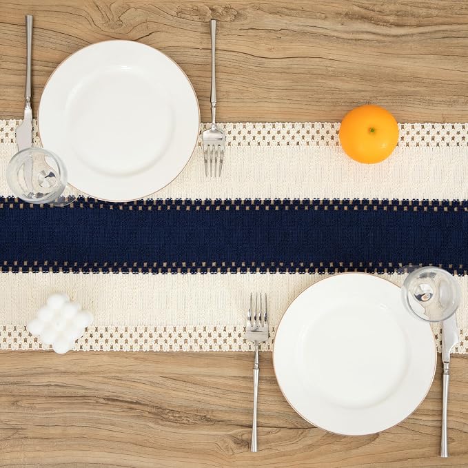 Boho Blue Table Runner, 12x108 Inches | - Image 2