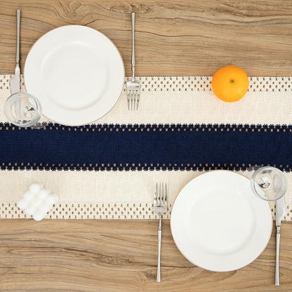 Boho Blue Table Runner, 12x108 Inches | - Image 2