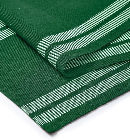Encasa XO Table Runner, Yarn Dyed Ribbed Cotton 13"x54" | Ladder Dk Green - Image 5