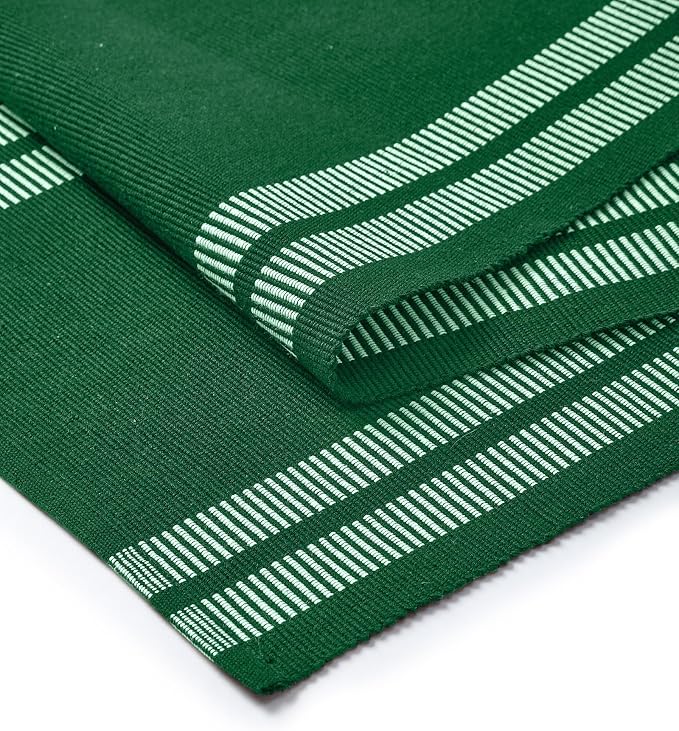 Encasa XO Table Runner, Yarn Dyed Ribbed Cotton 13"x59" | Ladder Dk Green - Image 5