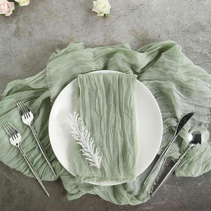 Efavormart 5 Pack 24"x19" Sage Green Matte Gauze Cheesecloth Napkins, Botanical by efavormart
