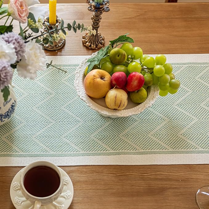 14x119 Geometric Table Runner Waterproof Boho Dresser Scarf Tassels | Planning - Image 5