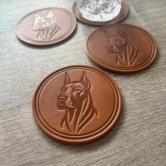 Dog Breed Leather Coasters – Premium Full Grain Table Protectors - Image 5