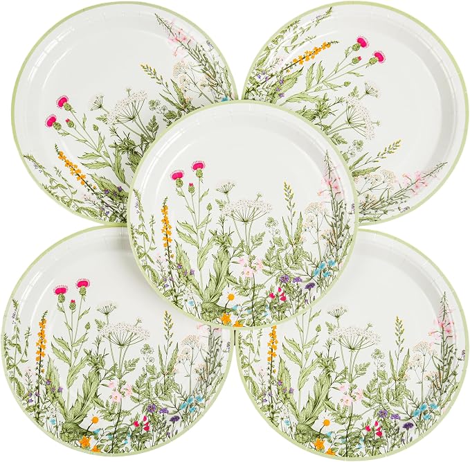 AimFun 48 Pcs Wildflower Diposable Paper Plates 9 Inch Floral Party Plate | by AimFun