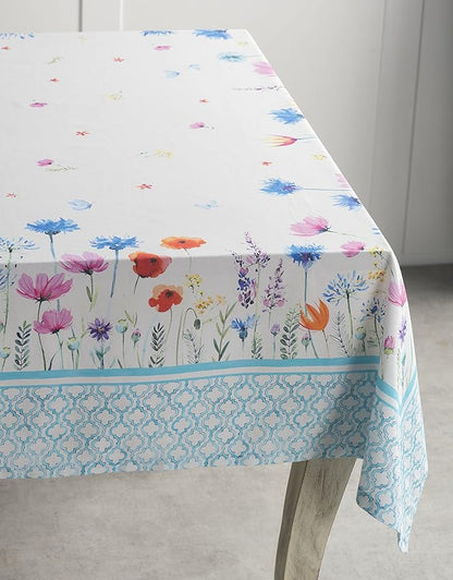 Maison d' Hermine Table Cloth Rectangle Table 100% Cotton 60 x 108 Inches Tablecloth Reusable Decorative for Dining Room Farmhouse Home Valentines Day Decorations Spring Summer - Flower in The Field