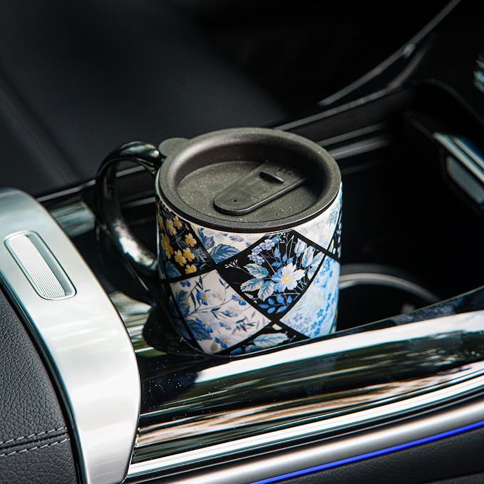 Topadorn 17oz Diamond Floral Ceramic Travel Mug - Image 7