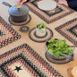 Homespice Primitive Star Gloucester Jute Braided Trivets for Table - Set of 3, Round 8", Black & Red - Rich Colors, Easy to Clean, Durable and Protects Furniture