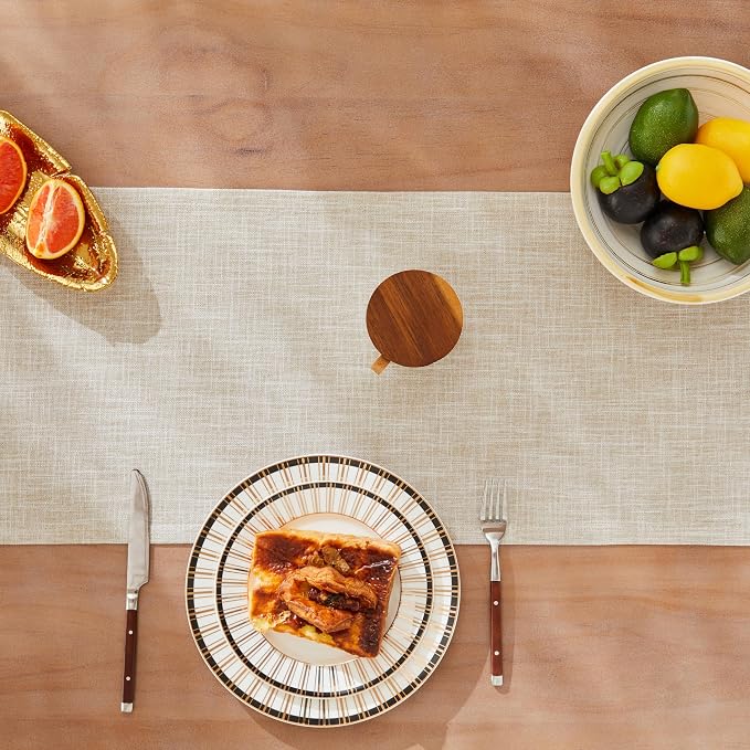Rustic Cotton Linen Table Runner, 13x48 Inches Taupe | Farmhouse Style Linen - Image 4