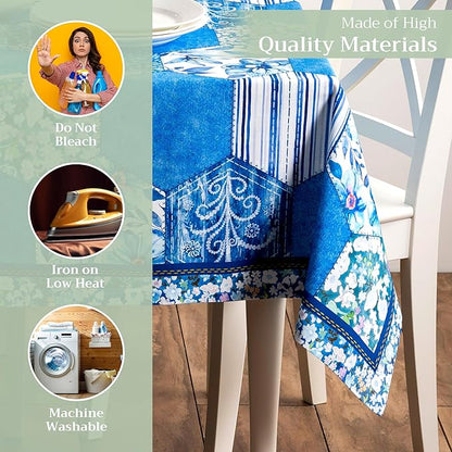 Maison d' Hermine Table Cloth Rectangle Table 100% Cotton 70 x 108 Inches Tablecloth Reusable Decorative for Dining Room Farmhouse Home Valentines Day Decorations Spring Summer - Summer Blues