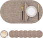 Homaxy Round Faux Leather Placemats and Coasters, Washable Dual-Side Table Mats, Wipeable Heat-Resistant Dining Place Mats for Outdoor and Indoor, Set of 8, Diameter 13 and 3.93 inch, Light Brown