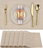 SLKQG Placemats Set of 6 - Easy Clean Washable Vinyl Placemats - Wipeable Heat Resistant Table Mats for Dining Table - 17.7x11.8 Inch (6, Beige)