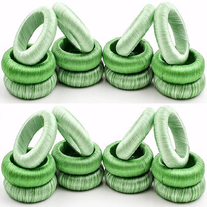 Thread Napkin Ring Set of 24 - Beautiful Elegant Fancy Decorative Napkin Holder for Dining Table Décor, Farmhouse, Wedding, Dinner, Party, Family Gathering, Easter, Everyday Use - Green Combo