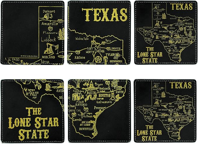 Marble Coasters Square Leather Drinks Coaster Set - Image 2