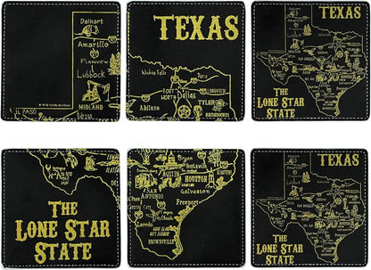 Marble Coasters Square Leather Drinks Coaster Set - Image 2