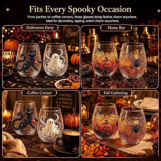 3D Halloween Artisan Glassware Collection, Halloween Artisan Glass Cups | - Image 6