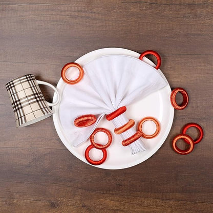 Thread Napkin Ring Set of 24 - Beautiful Elegant Fancy Decorative Napkin Holder for Dining Table Décor, Farmhouse, Wedding, Dinner, Party, Family Gathering, Easter, Everyday Use - Red Combo