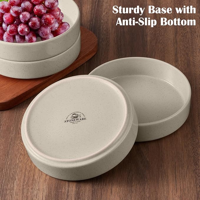 E-far Pasta Bowls Set of 4, 35oz Ceramic Large Salad Bowl Plates - Image 8
