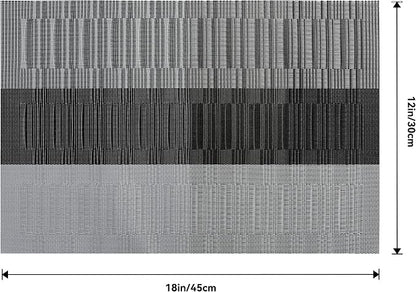 Leetaltree Grey with White Striped Placemats Set of 6 - Image 7