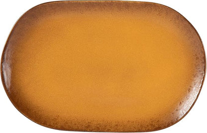 Bloomhouse - Two Time Oprah's Favorite Things Winner - Palermo Sun 2 Piece Serving Bowl and Oval Platter Stoneware Reactive Glaze Serveware Set - Turmeric Yellow