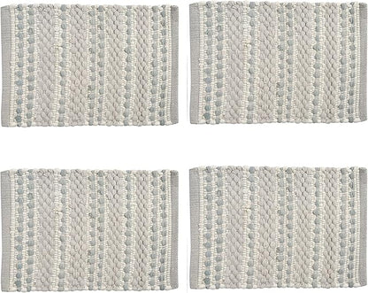 Park Designs All is Calm Chindi Placemat Set of 4 | Gray Striped Braided Cotton Table Mats | Neutral Dining Accents for Winter Meals | Seasonal Decorative Tabletop Linens for Christmas & Everyday Use