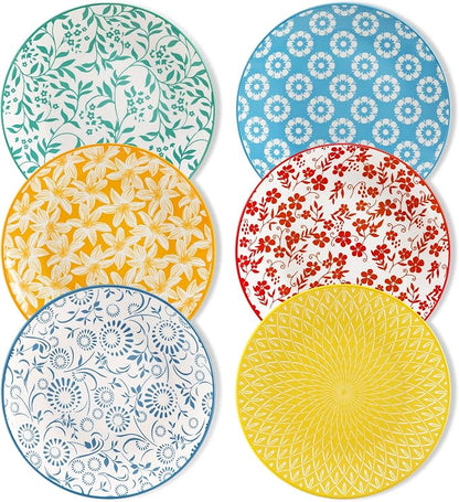 vancasso 8.25" Pastel Salad Plates Set of 6, Vintage Ceramic | Microwave by vancasso