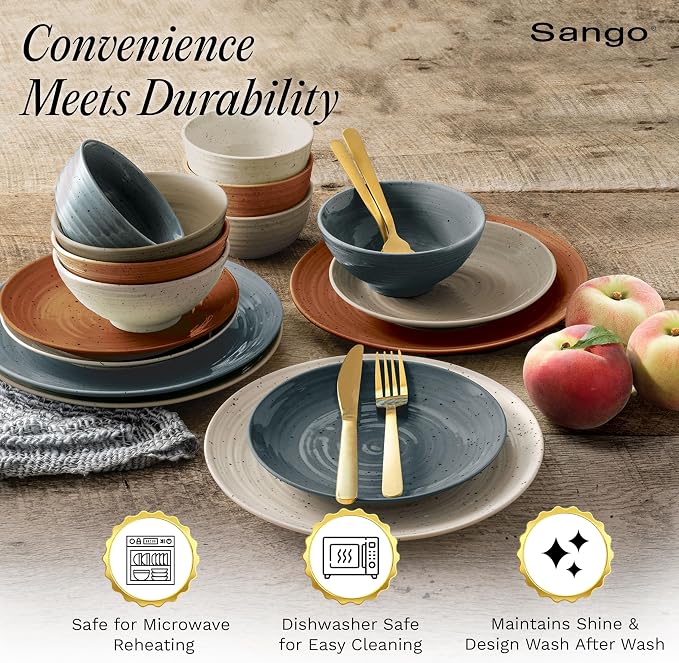Sango Siterra Painter's Palette 16-Piece Stoneware Dinnerware Set - Image 4