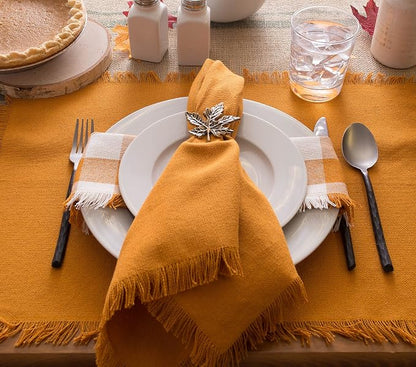 DII Everyday Collection, Fringed Solid Tabletop, Napkin Set, Pumpkin Spice - Image 6