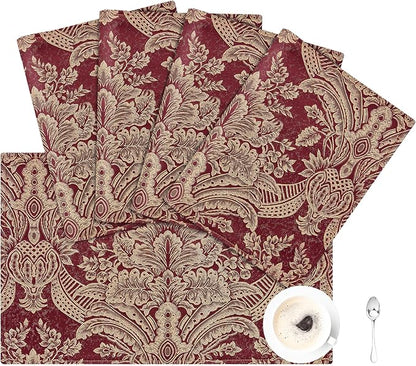Loom and Mill Luxury Placemats Set of 4, Classic Jacquard Non-Slip Washable by LoomandMill