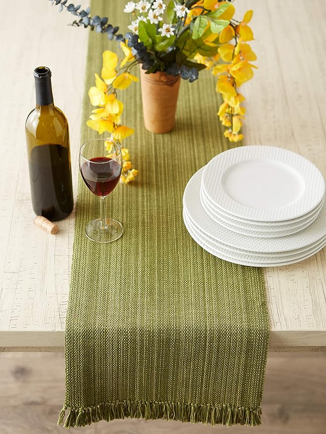DII Variegated Tabletop Collection, Table Runner3x72, Olive Green - Image 5